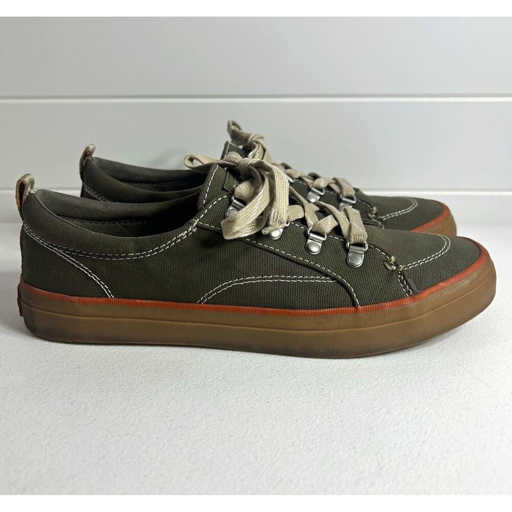 Sperry Women’s Canvas Lace Up Low Top Sneakers size 8.5 Green Rubber Sole
